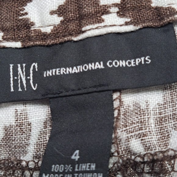 INC International Concepts 100% Linen Ikat Print Pants   Size 4 - Picture 9 of 9